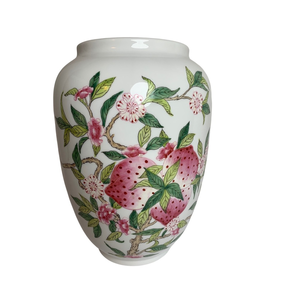 Vintage Quintessential Exclusive Porcelain Peach Blossom Floral Botanical Vase